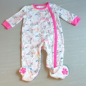 Disney 101 Dalmatians Girls PJs One Piece‎ Snaps Pink